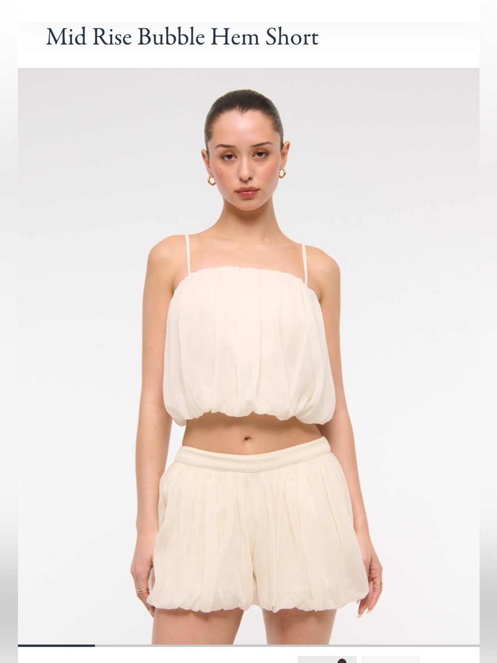 Abercrombie & Fitch Cream Bubble-Hem Cami & Mid-Rise Shorts Set